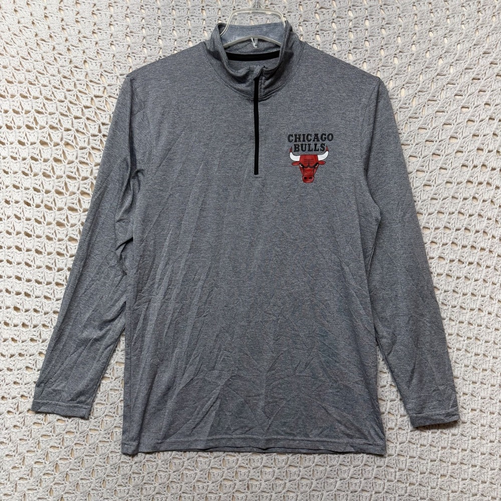 Chicago Bulls NBA Pullover Mens Size M Gray Ultra Game Quarter Zip Long Sleeve